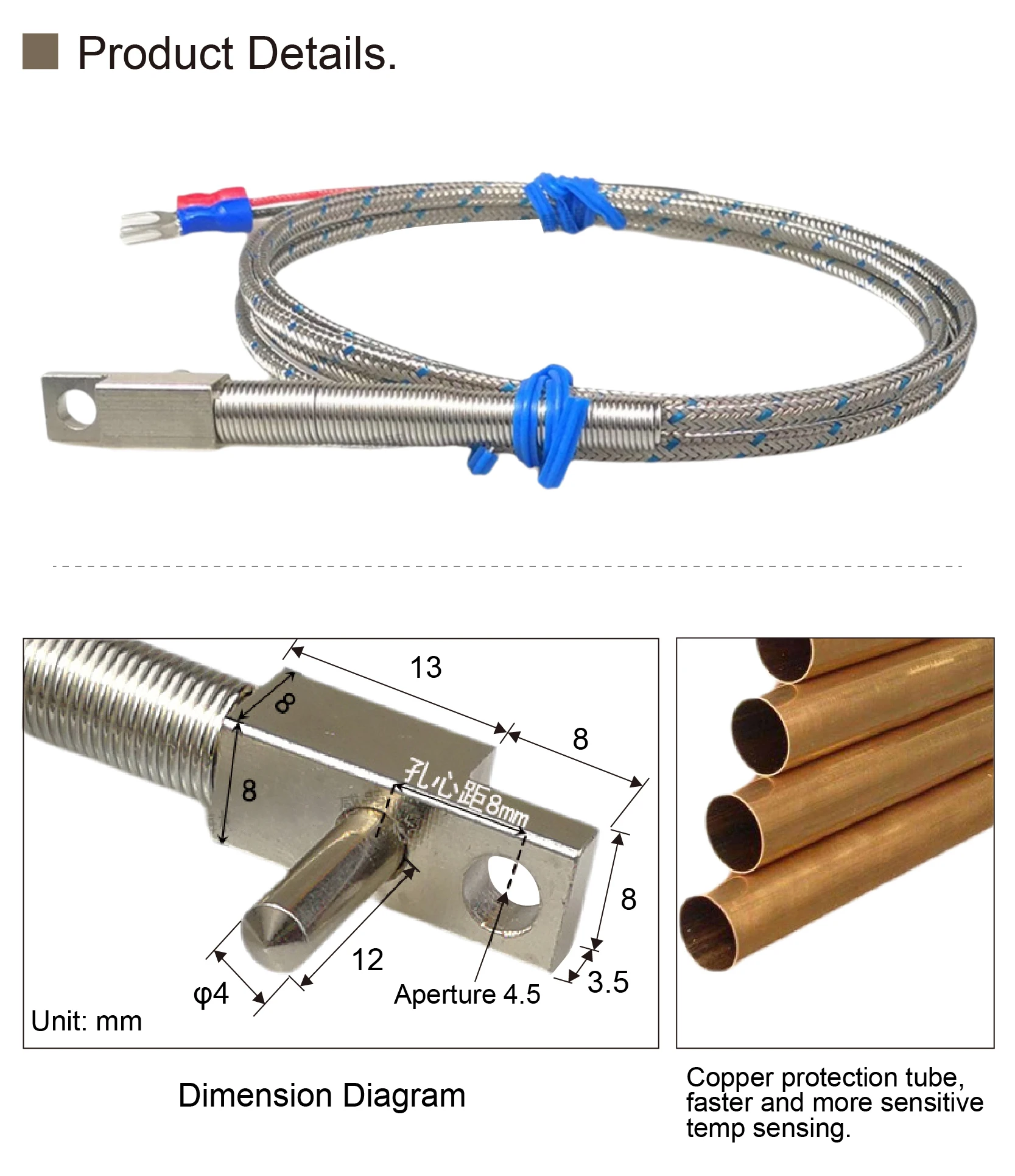 Right Angle K/J Thermocouple Probe 0-600°C Industrial K Type Thermocouple Sensor