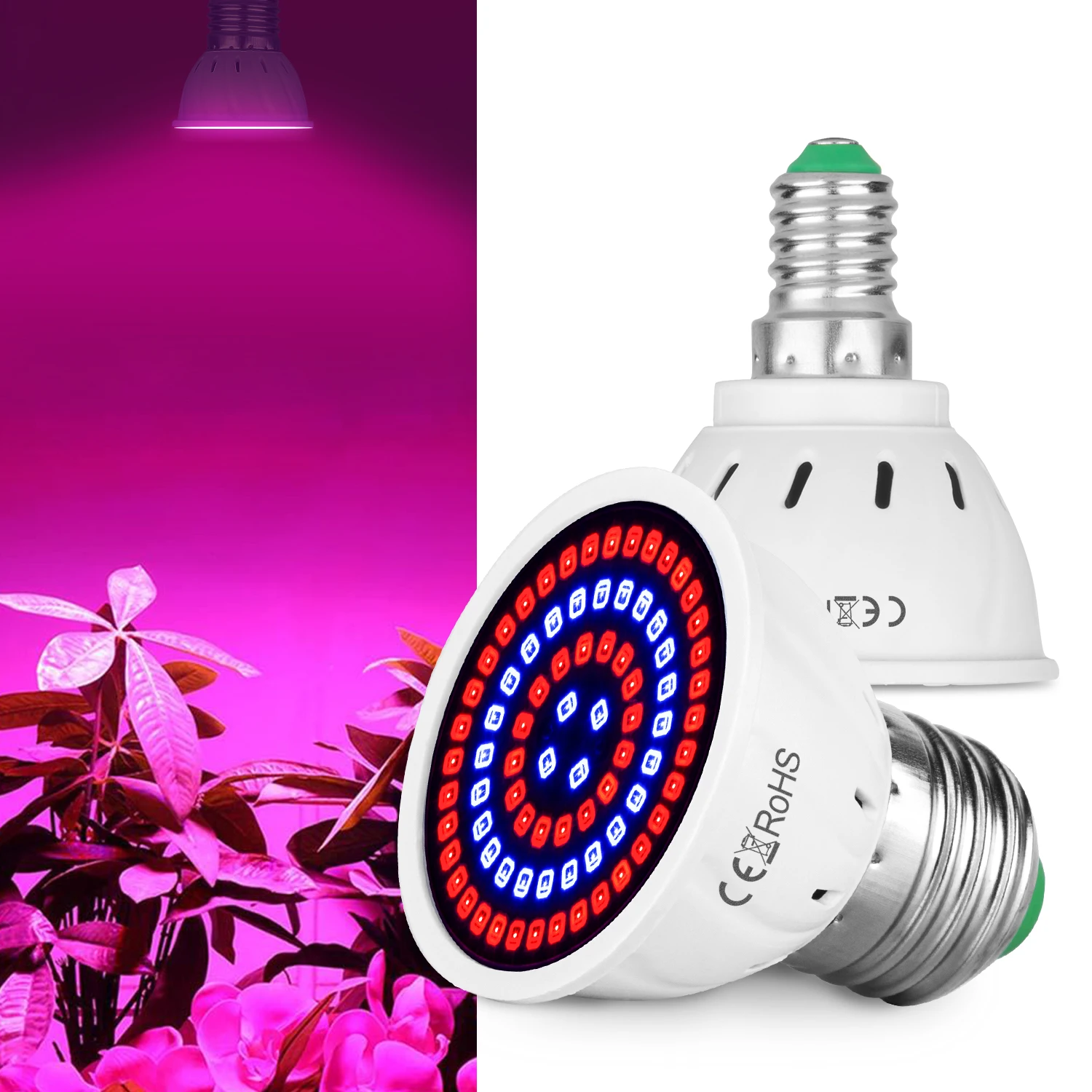 Full Spectrum LED Plant Light Bulb, Jardim Interior Hidropônico Grow Box, Tenda Lâmpada de Crescimento Vegetal, 220V, 48 LEDs, 80 LEDs, 300LEDs, E27