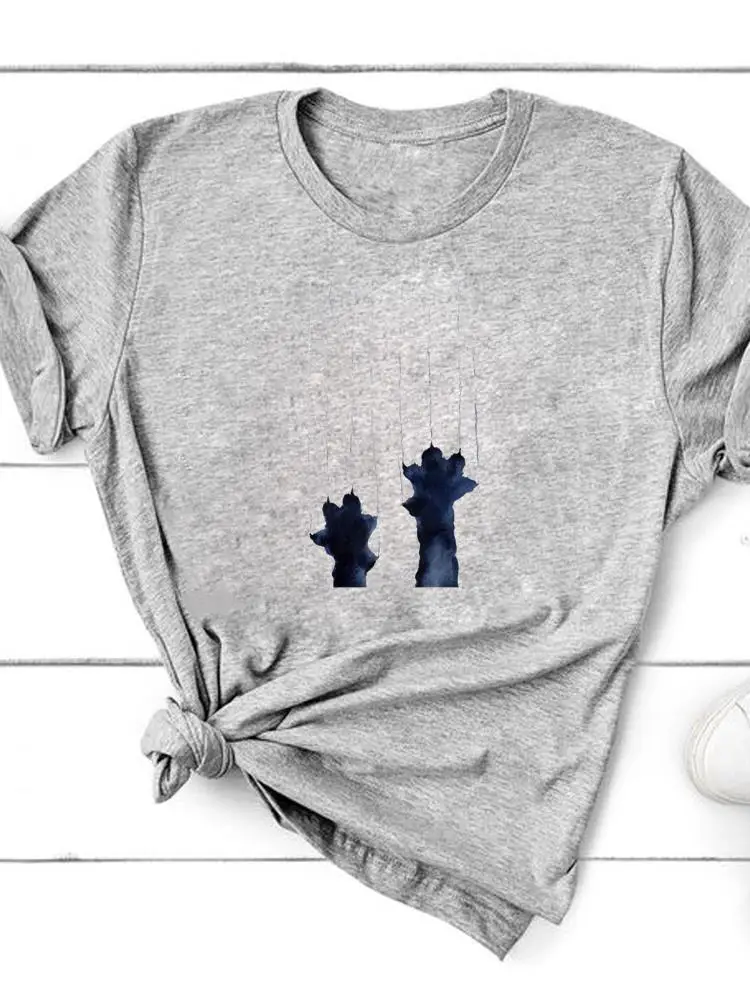 Zampa Gatto Cane Amore Cuore Tendenza T-shirt grafica Abbigliamento Estate Top Moda Manica corta Donna Stampa T Shirt Tee Basic236_voghion.com