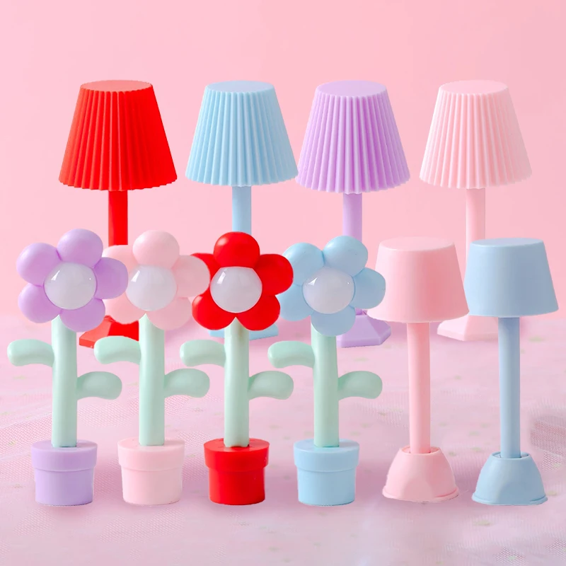 1:12 miniaturowa lampka nocna LED dla lalek Mini lampka biurkowa oświetlenie domu dekoracja lalka akcesoria do domu