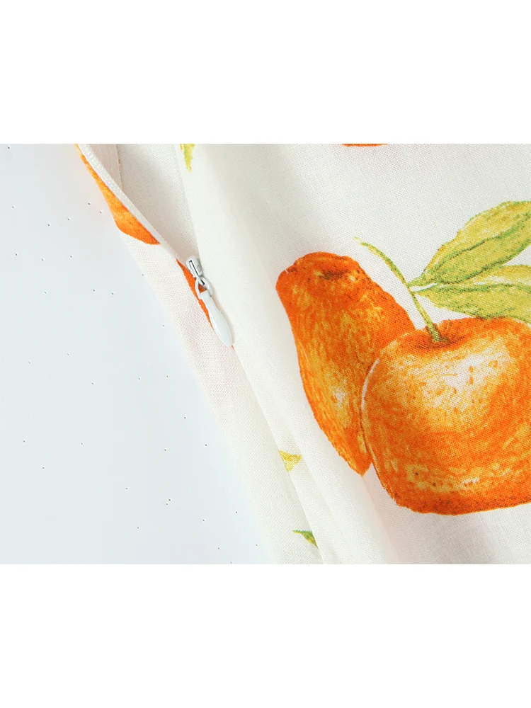 TFMLN 2025 Women Cute Print Halter Midi Dress Sexy Backless V-neck Slim Dress Female Summer New Elegant Party Evening Dress