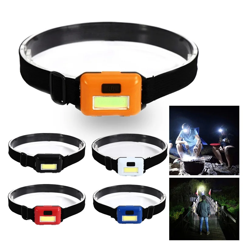 3 Modes Mini Portable COB Head Flashlight Outdoor Waterproof Night Riding Fishing Headlamp Battery Powered (no Battery)