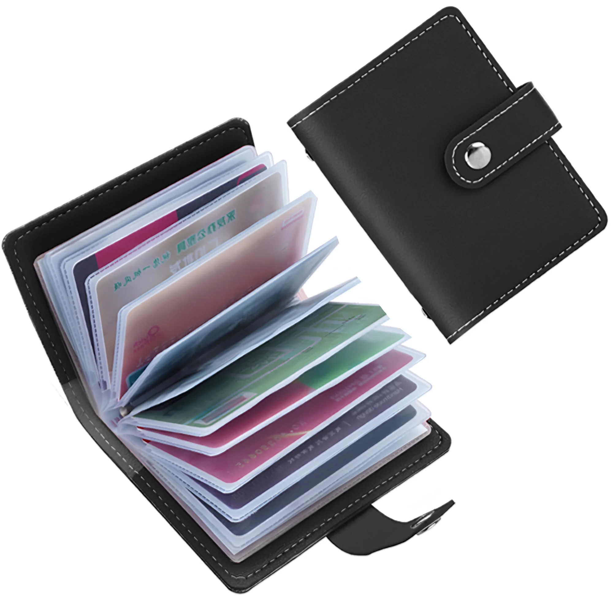 Elegant PU Leather Card Holder - Sleek 26-Slot Organizer Wallet