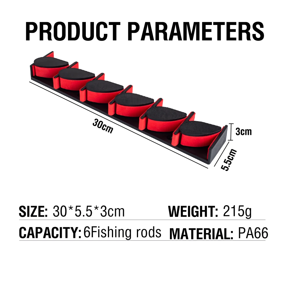 Fishing Rod Holder Wall-Mounted Holds Up To 6 Rods Vertical Display Storage Rack