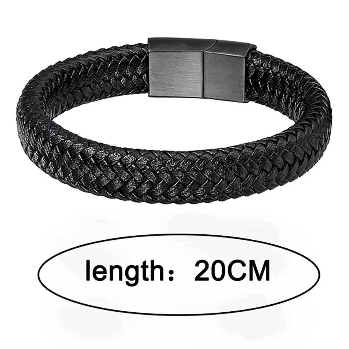 Men's Black PU Leather Magnetic Bracelet - A Stylish Accessory Evoking Maturity and Elegance