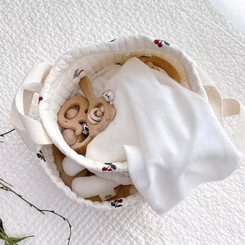1 Piece Cotton Embroidery Storage Basket for Baby Diaper Clothes Toys