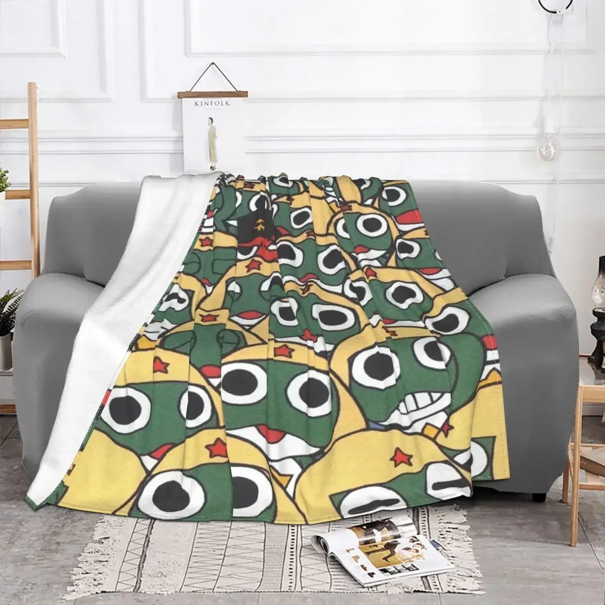 Anime Keroro Plaid Blankets Sofa Cover Fleece Printed Cartoon Collage Lightweight Thin Throw Blankets for Sofa Bedroom Rug Piece 2