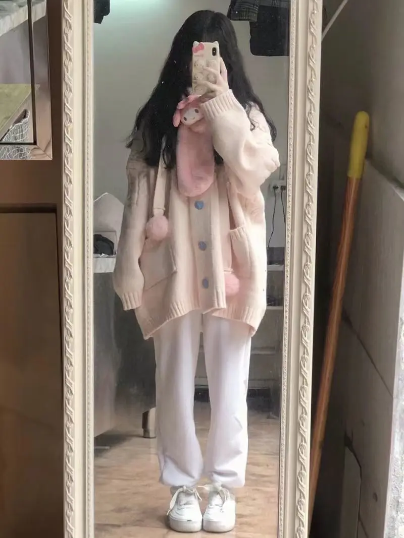 Sweaters Cardigan Women Baggy Preppy Girlish Sweet Kawaii Clothes Japanese Stylish High Street Gentle Designer Knitwear Autumn