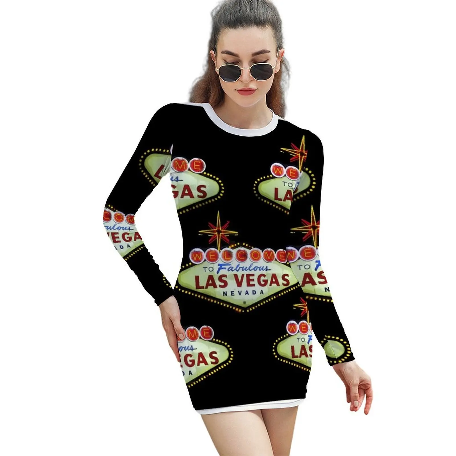 Las Vegas Welcome sign Long-Sleeved Sheath Dress Cocktail of dresses birthday dress for women summer clothes