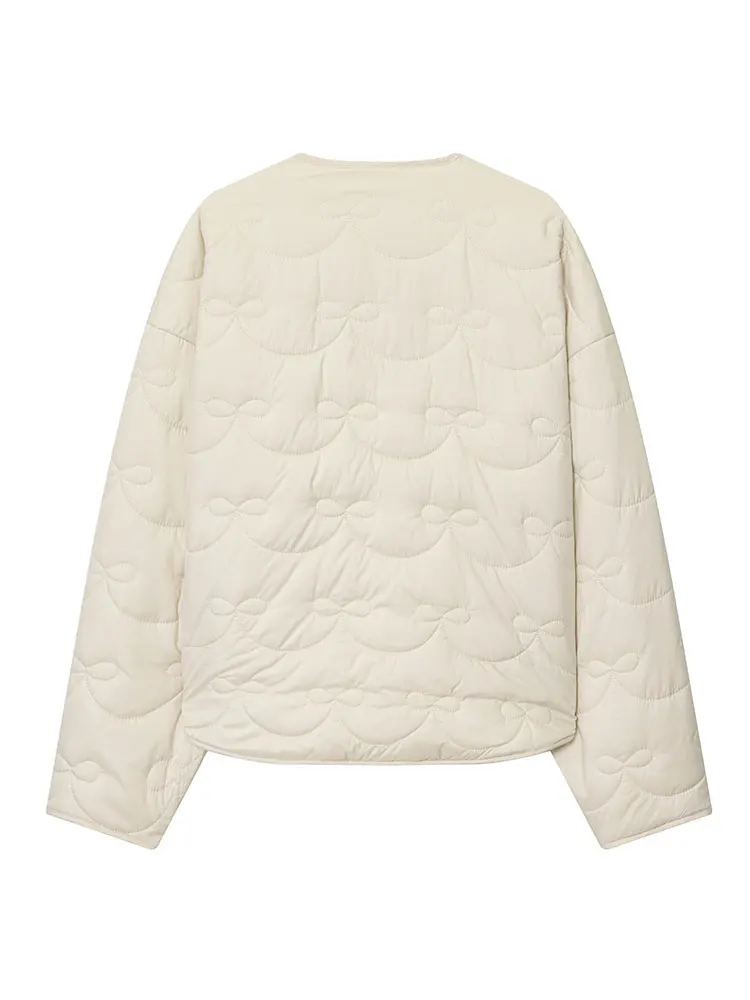 HH Autumn Winter Women Simple Solid Quilted Coats Single Breasted O Neck Long Sleeve Jackets With Pockets Casual Office Outwear