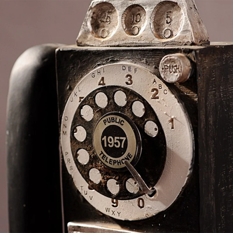 Ornamento da Scrivania del Telefono D'epoca, Decorazione Classica del Telefono Retrò Artigianato Telefonico da Scrivania con Filo Antico per L'ufficio di Casa Ornamento di Scena Della Fotografia