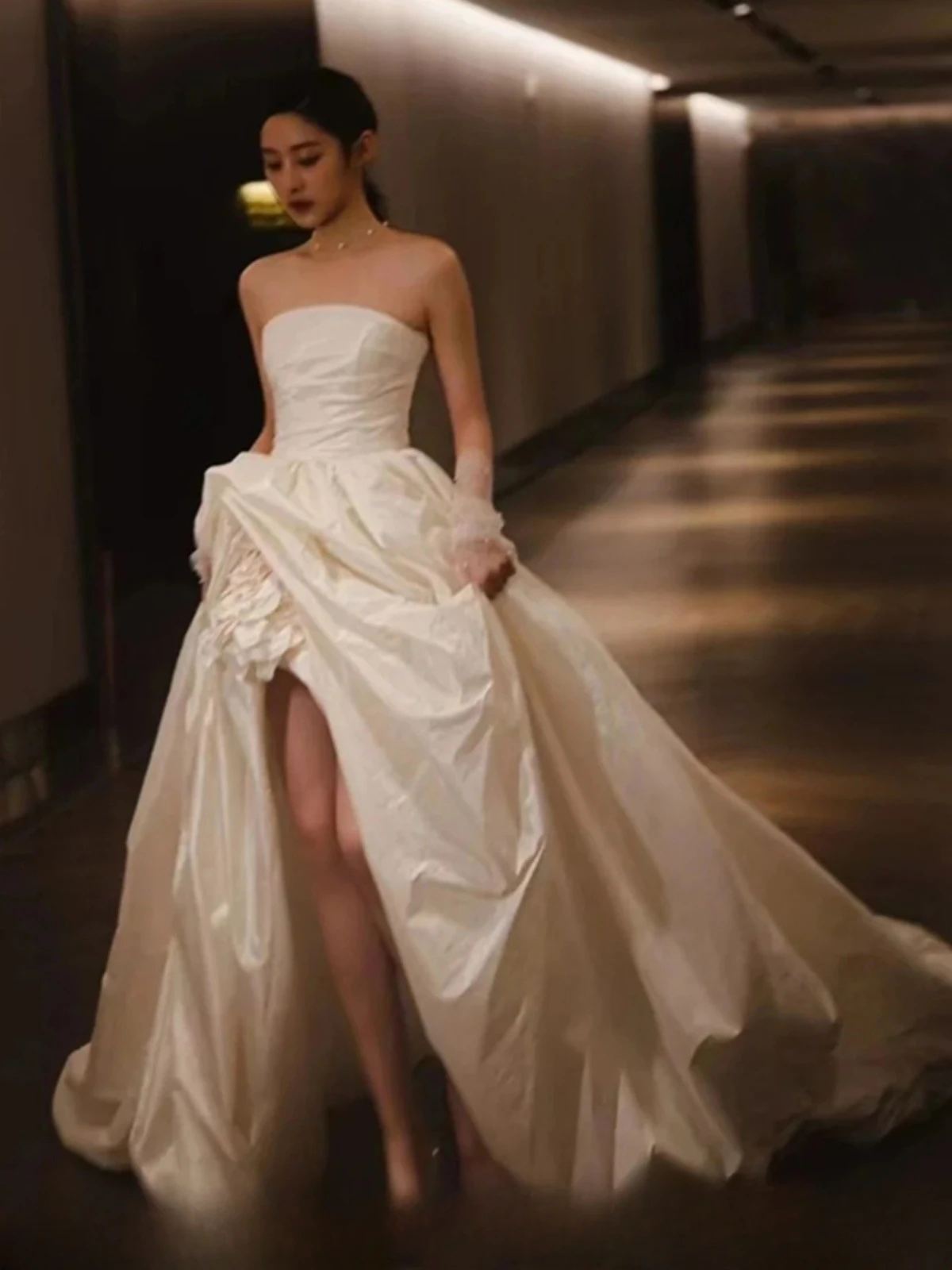 

Платье-футляр с цветочным принтом спереди, коротким сзади и длинными штанинами, свадебное платье невесты, потрясающее платье, утренние платья