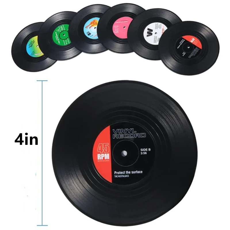 12 Untersetzer Retro Vinyl LP Design – Rutschfest, Isolierend (ca. 10x10 Cm)