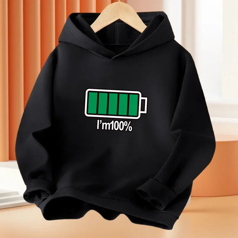 thumbnail image 1 of Nueva sudadera con capucha con estampado de "Ayúdame a tener batería baja" para niños, sudaderas para niños, abrigo básico de hip hop para primavera y otoño, ropa para bebés y niños, 1 of 5