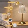 Crystal Led Table Lamp Rechargeable Book Light Night Light for Reading Bedside Bedroom Atmosphere Retro Hotel Bar Decor Dimmable 5