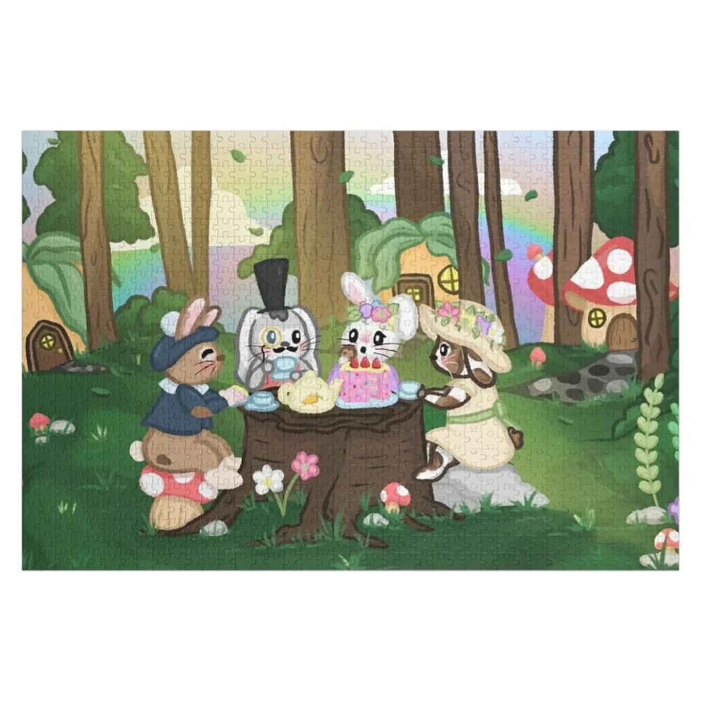 

Cute Bunny Tea Party Jigsaw Puzzle Baby Toy Wood Adults Custom Wood Scale Motors Puzzle