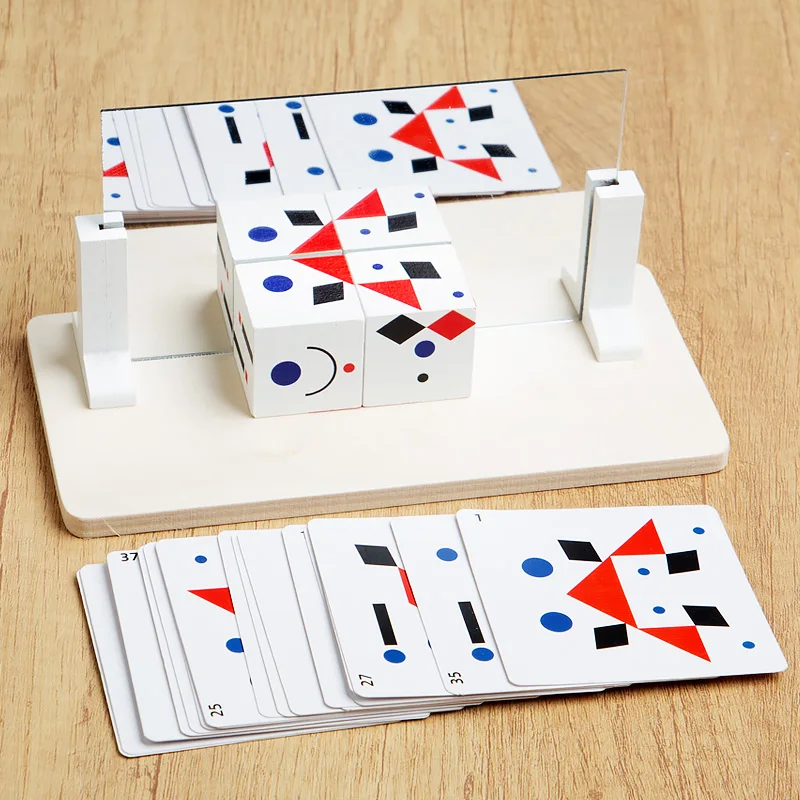 Çocuklar 3D Ayna Görüntüleme Bulmaca Montessori Uzay Mantıksal Düşünme Eğitimi Eşleştirme Entelektüel Oyun Parish Öğrenme Kaynakları Oyuncaklar