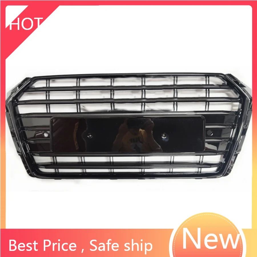 

For S4 Style Front Sport Hex Mesh Honeycomb Hood Grill Gloss Black for Audi A4/S4 B9 2017-2019 fast ship