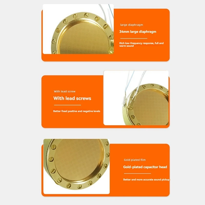 Capsula con nucleo a membrana per microfono Accessori per microfono a condensatore a diaframma largo 34MM per registrazione in studio - immagine 4