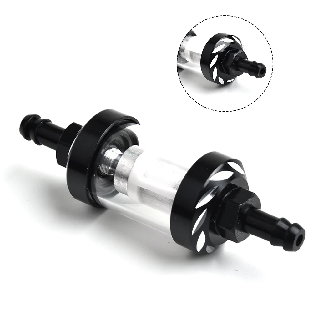 2PCS 3/8 In Clear Glass Chrome Reusable Washable Inline Petrol Fuel Filter 9.5mm - Foto 6