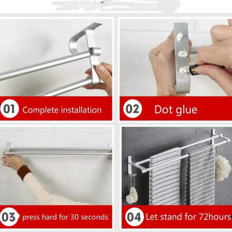 New Wall Mounted Rail Double Towel Bar Finish Holder Hanger Towel Rack Bathroom Accessories
