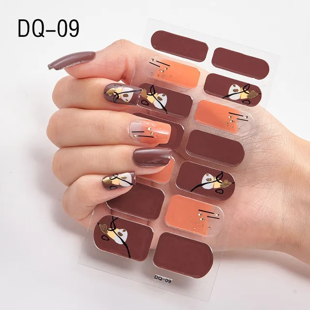 Korean Fashion Colorful 3D Glitter Sequins Nail Art Stickers Manicure DIY Nail Strips Wraps Solid Color DQ-09