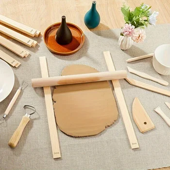 Guides de rouleaux à pâtisserie en bois pour l'artisanat d'argile de poterie et de poterie, bandes d'épaisseur d'argile polymère non chargées de 10 pièces avec 5 tailles 1