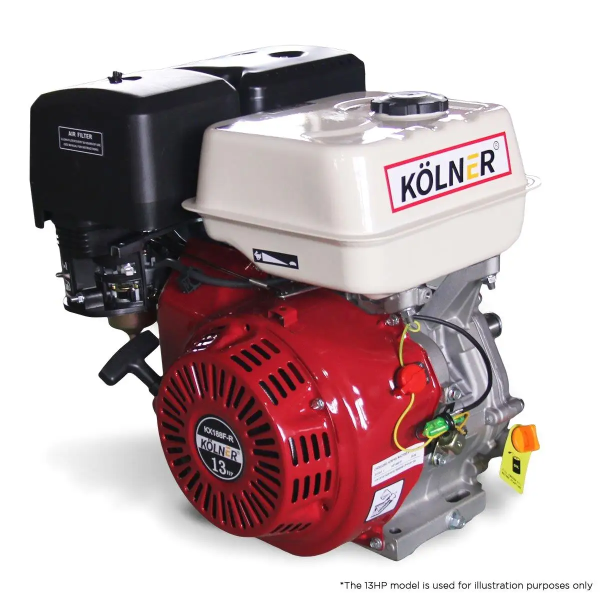 Kolner 16hp 25.4mm Horizontal Key Shaft Q Type Petrol Engine-Recoil Start