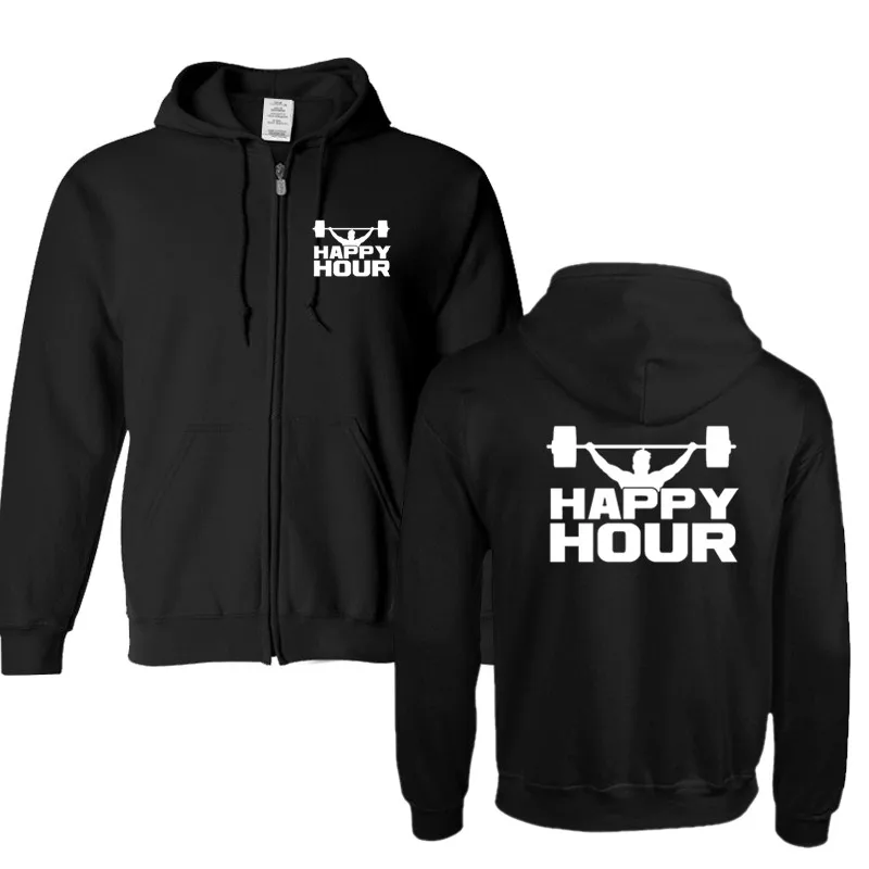 

Winter Sweatshirt Hoodie Men Sign Printing happy hour Bodybuilding Sleeve Clothes Shirts Hoodie Sweatshirts