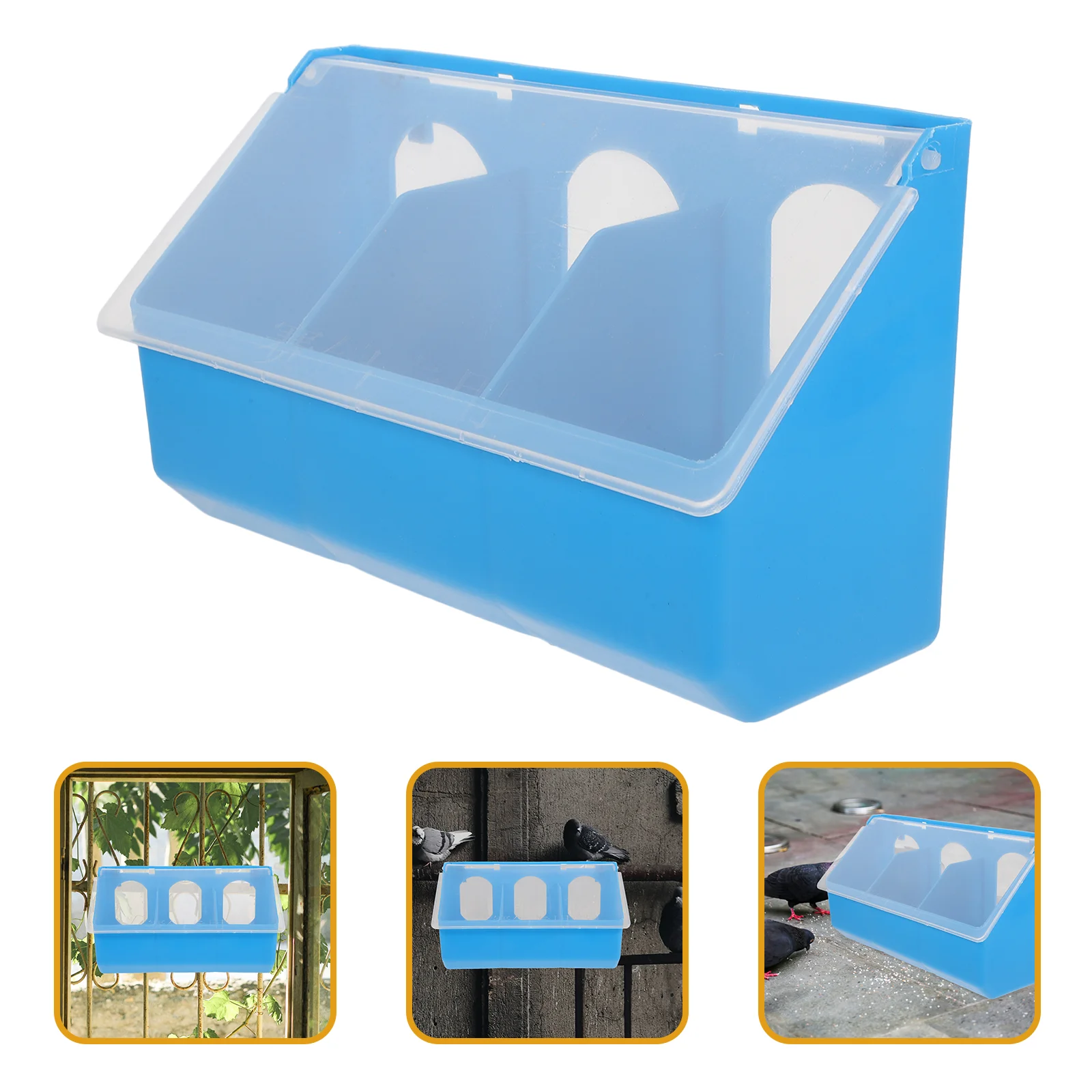 

Pigeon Feed Box Food Dispenser Parakeet Feeders for Bird Cage Cockatiel Plastic Containers