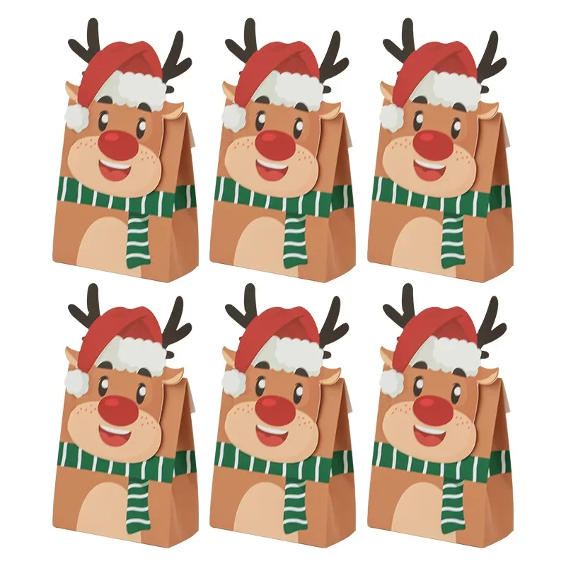 8pcs Christmas Gift Boxes Cartoon Santa Claus Candy Cookies Snack Boxes for Xmas New Year Party Biscuit Bag Noel Navidad 2025