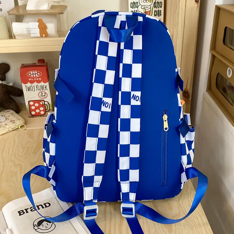 Girl Lattice Backpack Trendy Kawaii Women Plaid School Bag  College Female Backpack Fashion Lady Cute Travel Laptop Student Bags