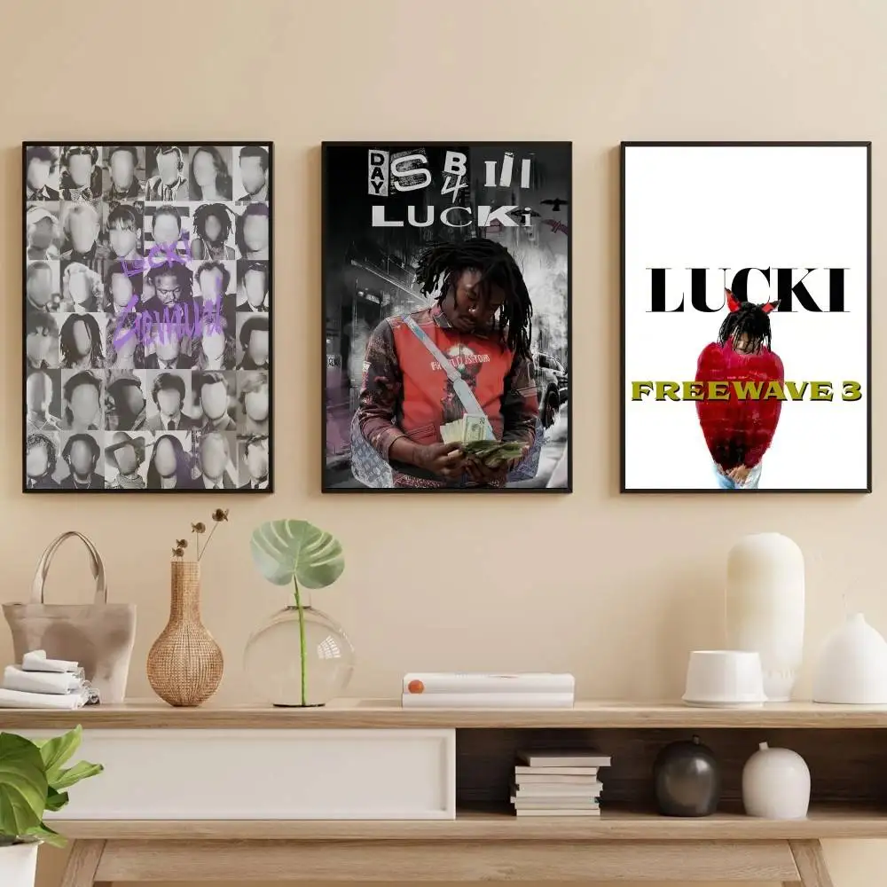 Rapper L-LUCKI Poster Self-adhesive Art Waterproof Paper Sticker Coffee ...