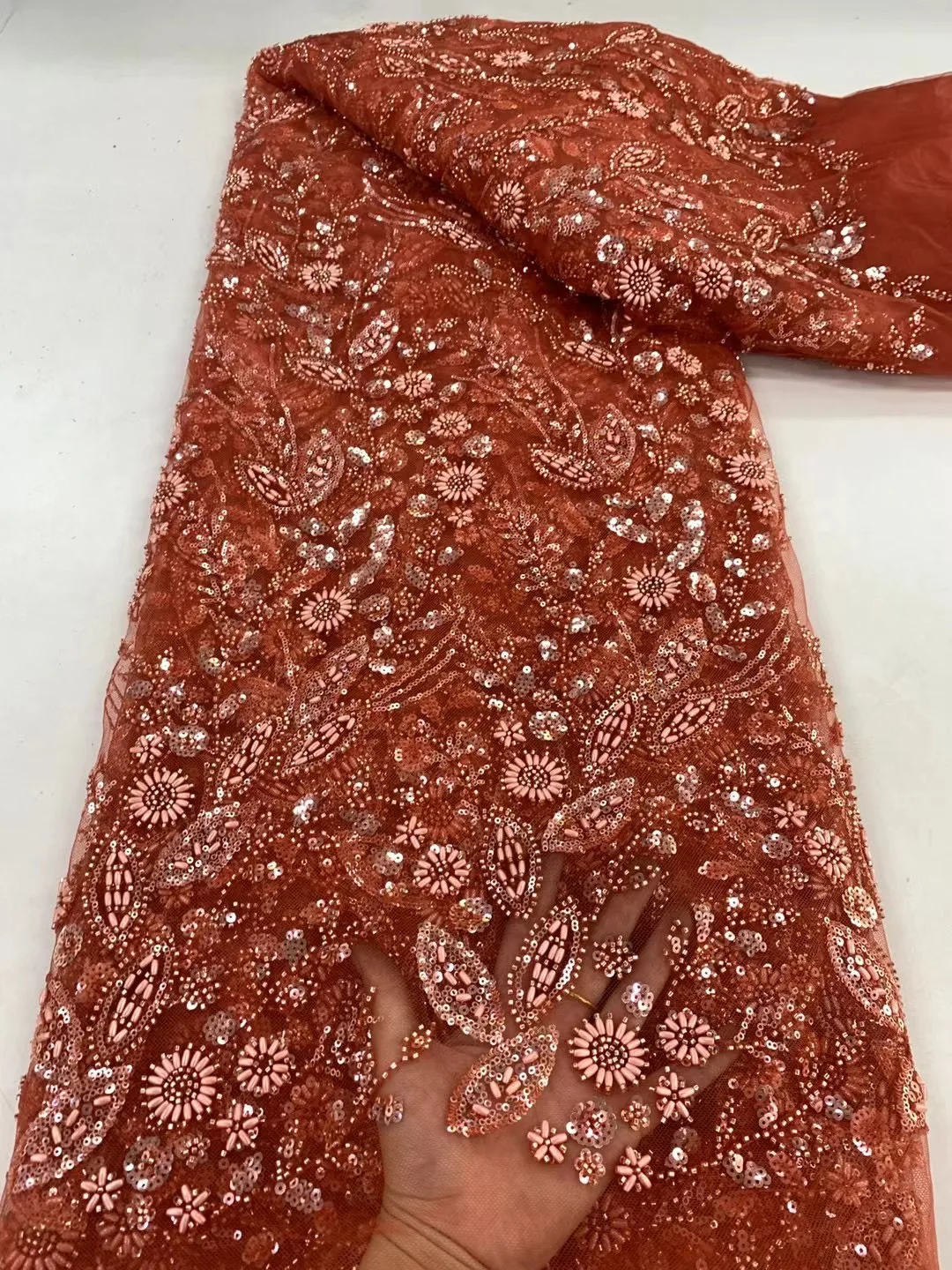 French Beaded Lace Bride Fabric African Sequin Lace Fabric 5 Yards for Women african lace fabric
