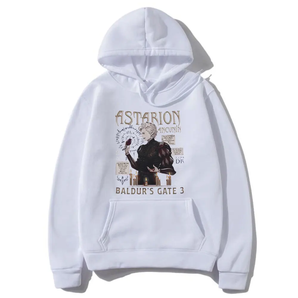 Hot Sale Game Baldur's Gate Astarion Print Hoodie Men Women's Vintage Oversized Sweatshirt Male Casual Fleece Cotton Hoodies