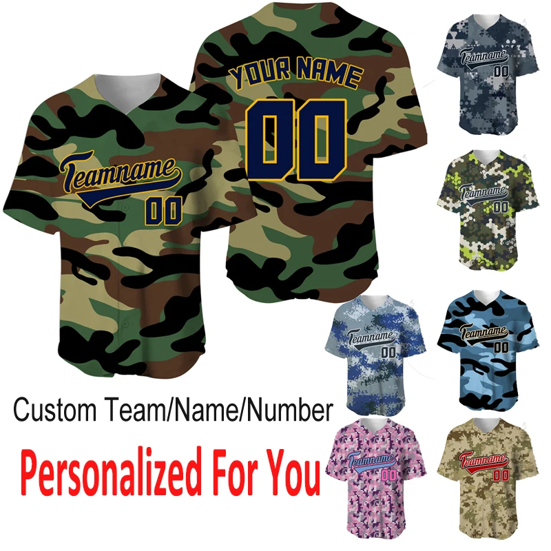 Veterans Day Camo Baseball Jersey Shirts Mens Sublimation Blanks Team/Name T-Shirt Sport Uniform Hombre Sportwear