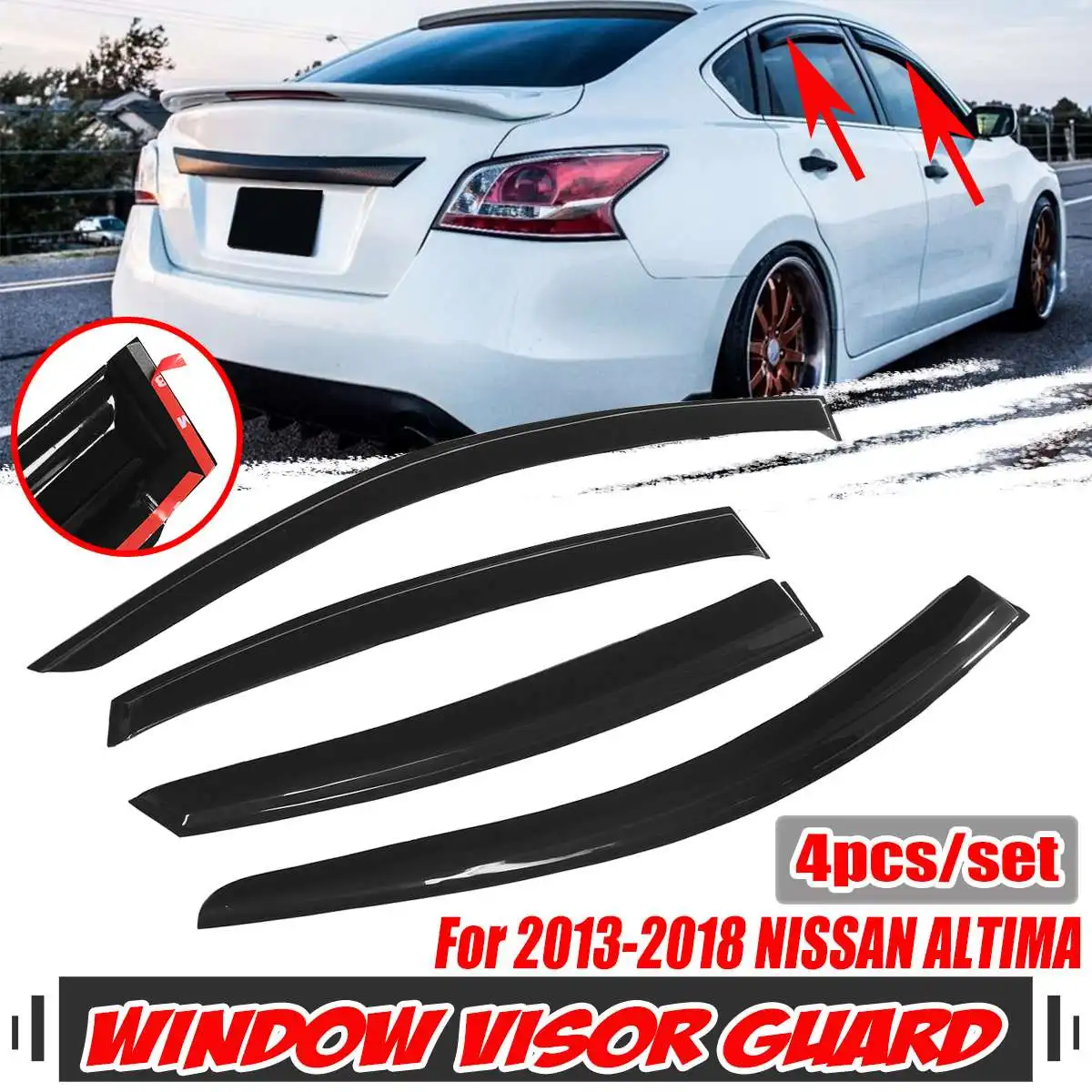 

Car Window Visor Guard Vent Rain Sun Guard For NISSAN For ALTIMA 2013-2018 Weatherproof Window Visor Deflector Shade Guard Vent