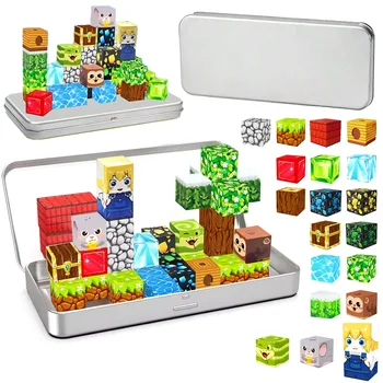 Magnetic Building Block Bricks Toy Mine Stacking World Creative Cube Iron box Model Set STEM Educational Kids Boy Girls Gifts 1