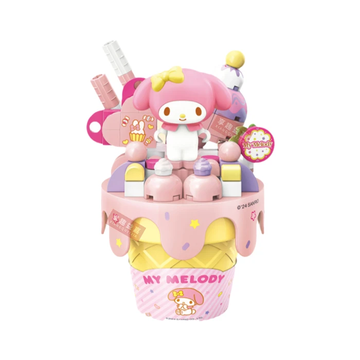 thumbnail image 1 of Bloques de construcción con forma de pastel de helado de Sanrio, Hello Kitty, Cinnamoroll, Pompompurin, Kuromi, niña, juguetes educativos para niños pequeños, regalos, 1 of 5