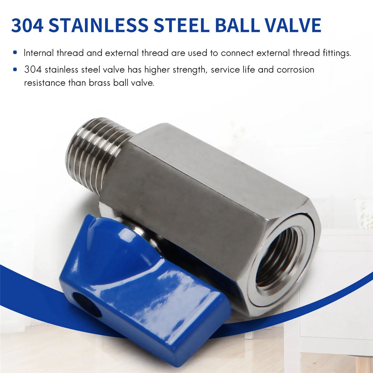 ABZV-Ball Valve 1/2 inch 304 Stainless Steel Mini Ball Valve Female and Male NPT Great for Shower Head Flow Control
