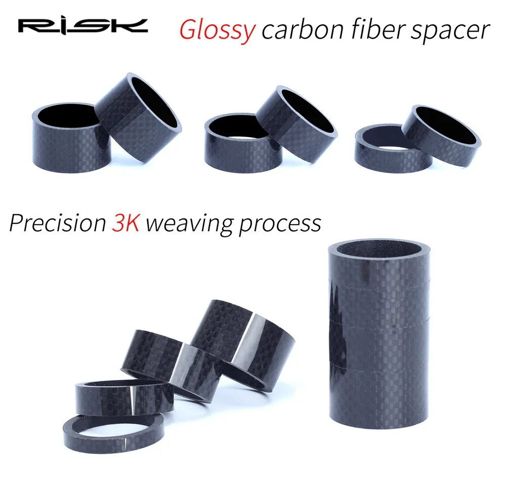 RISIKO 3K Carbon Faser Fahrrad Gabel Spacer für 1-1/8" 28,6mm 1-1/4" 31,8mm OD2 MTB Rennrad Headset Vorbau Einstellung Unterlegscheibe – Detail 3