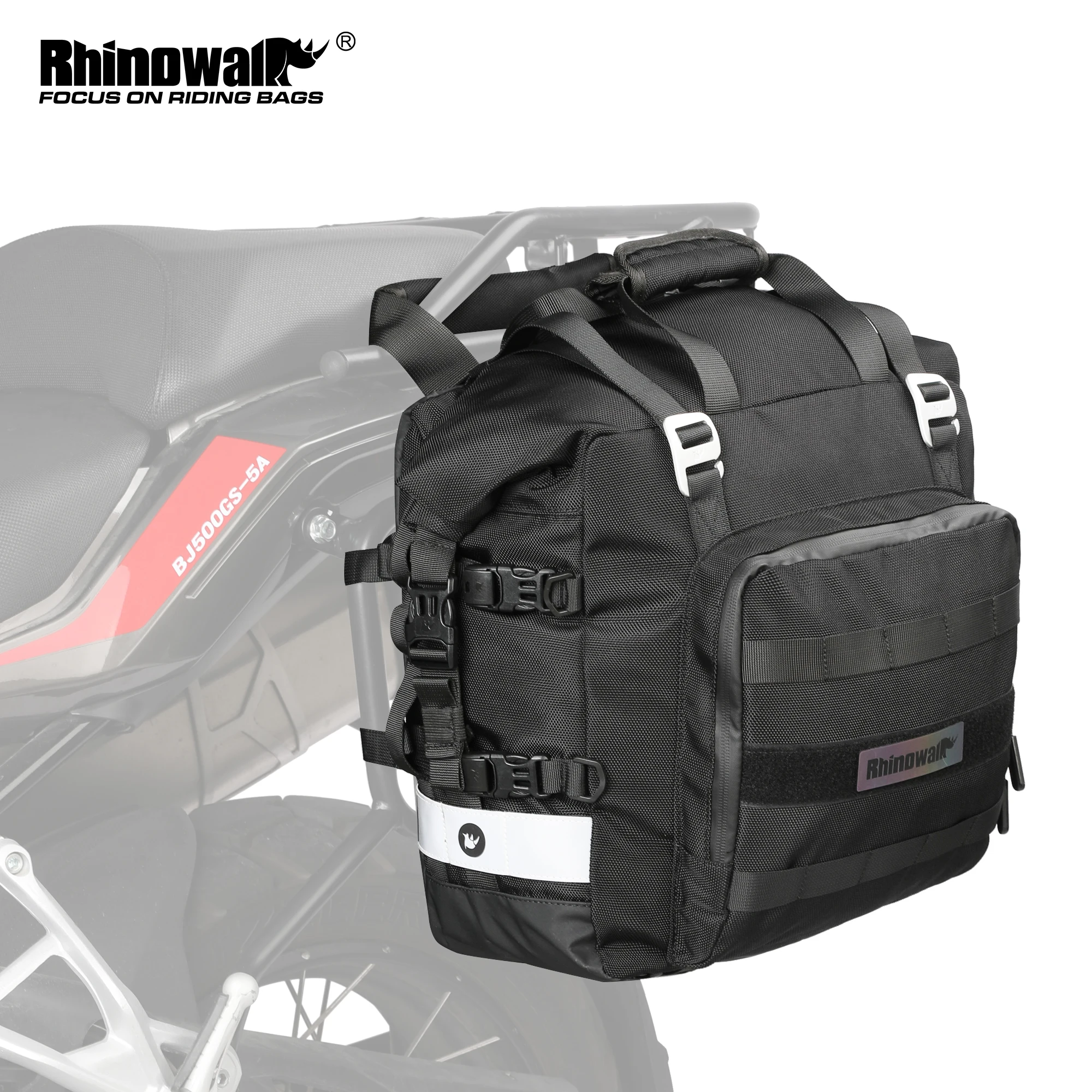 RhinowalkMotorcycleSaddleBag20LUniversalSideBagWithRemovable