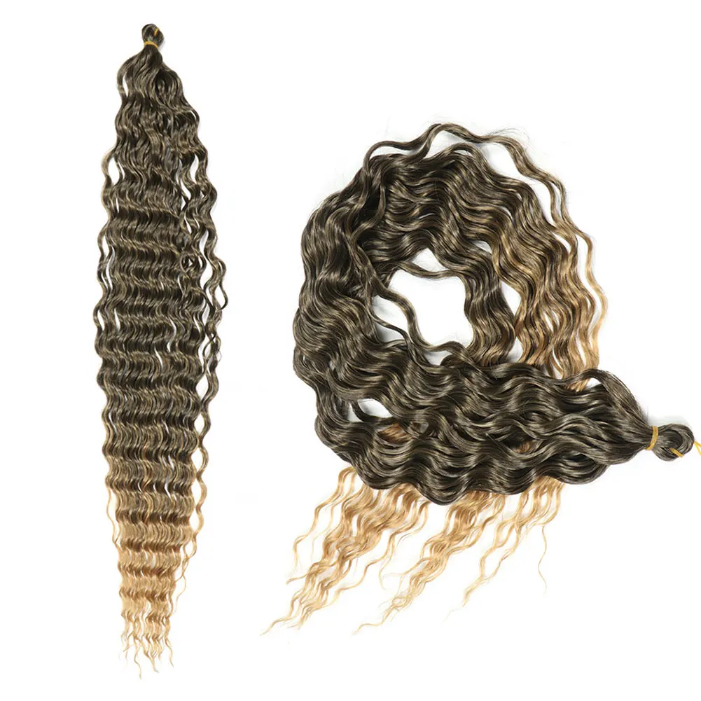 Natural Curly Hair Extensions Long Synthetic Jerry Curly Bundles Ombre Blonde For Women Heat Resistant Wave