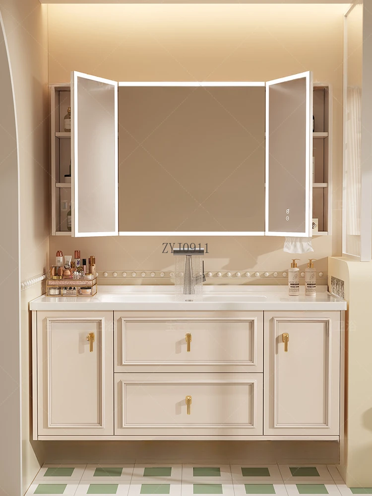 *Cream air type bathroom cabinet ceramic integrated basin bathroom cabinet toilet wash basin combination
