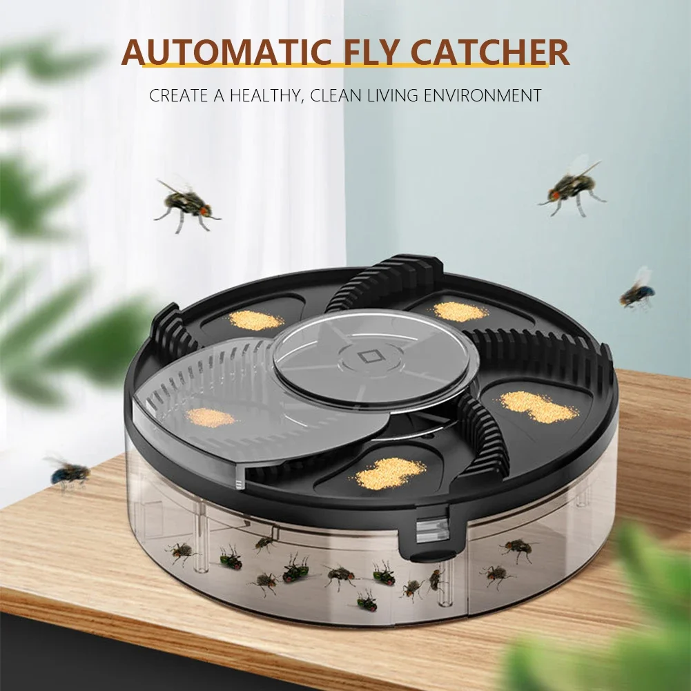 Automatic Fly Catcher USB Rechargeable Plug-In 1200mAh Physical Fly Catching Kitchen Flytrap Quiet Removable Insect Reject