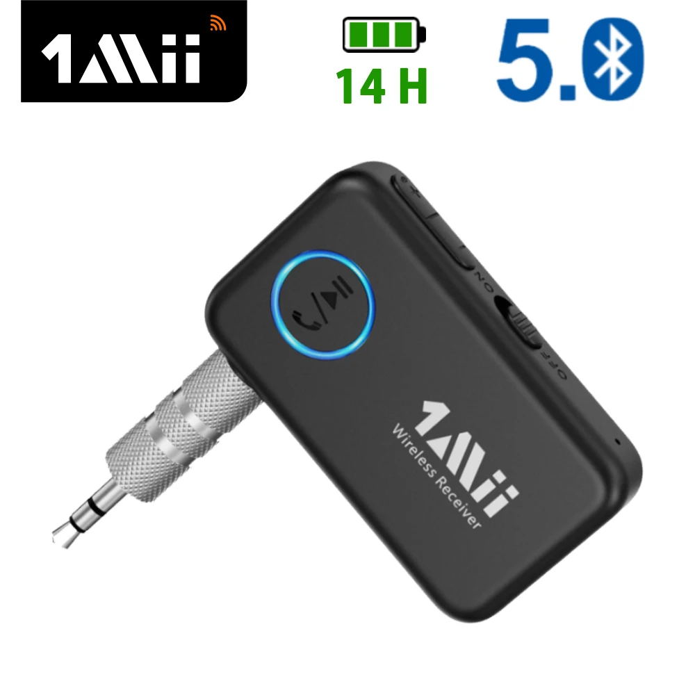 1Mii ML100 Bluetooth 5.0 Receiver For Car AUX Audio Adapter,With Mic 14H  Long Battery 3.5mm Jack For TV Headphone Speaker