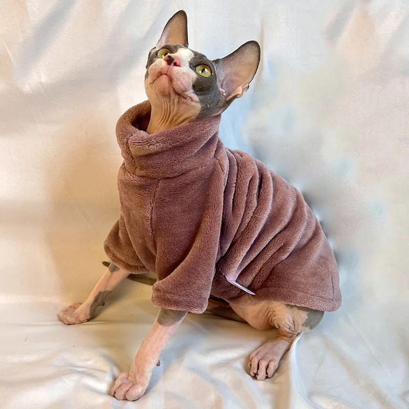 

FunPets 1PCS Hairless Pet Cat Clothes Autumn Winter Thickened Cute Cat Clothes Flannel Warm and Comfortable Vest