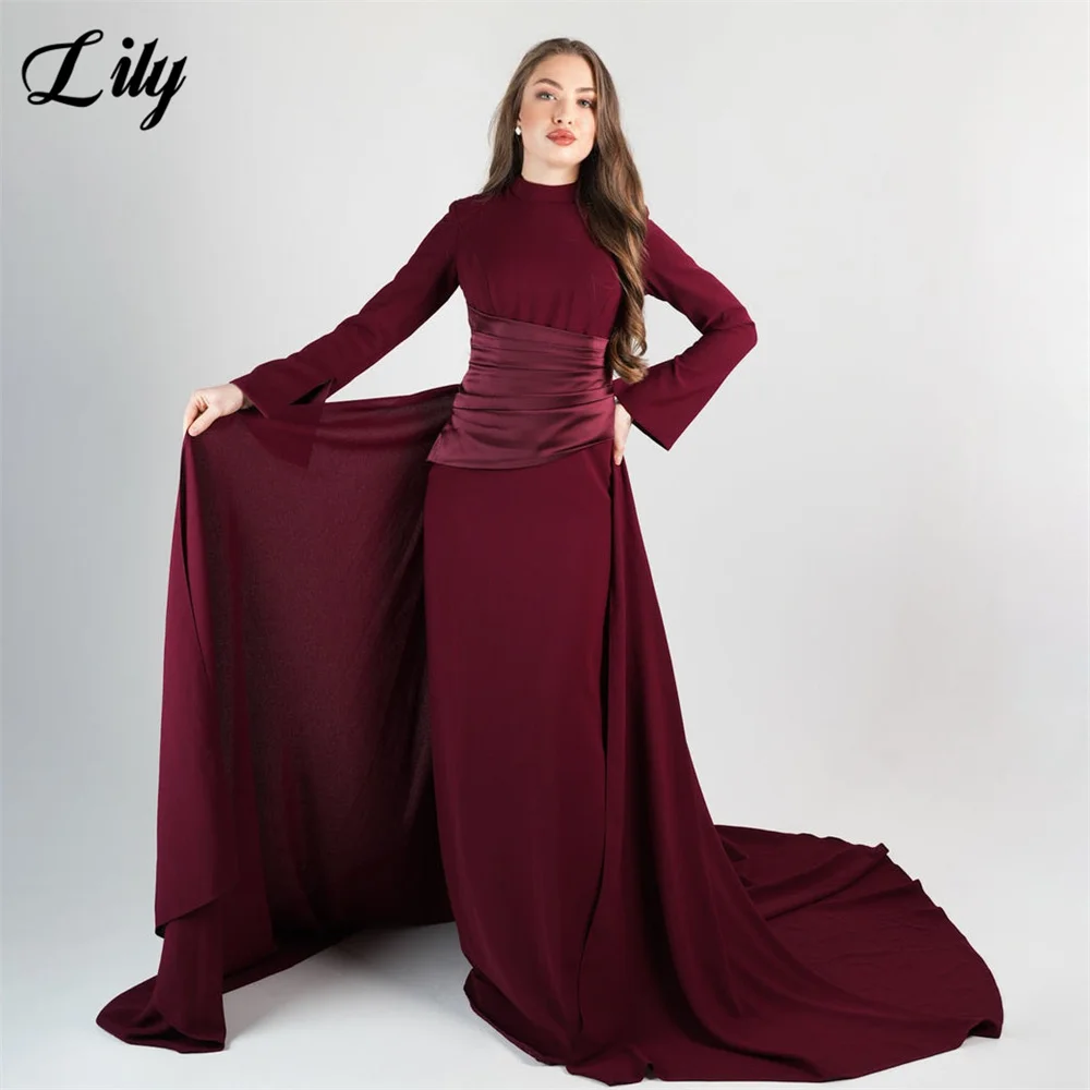 Lily Burgundy Elegant Prom Dress - Formal Event