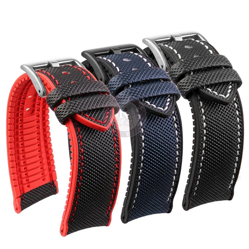 Enhanced Product Title:  
Premium 22mm Nylon Rubber Men's Watch Strap - Blue, Green, Black