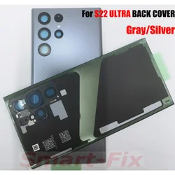 Premium Back Glass Cover for S22 Ultra 5G - Battery Cover Rear Panel Replacement (S22U Gray)